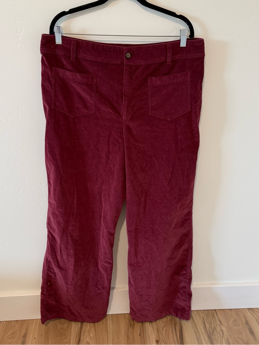 Garnet Hill Corduroy Burgundy Wide-Leg Pants Womens Plus Size 18 Casual Everyday